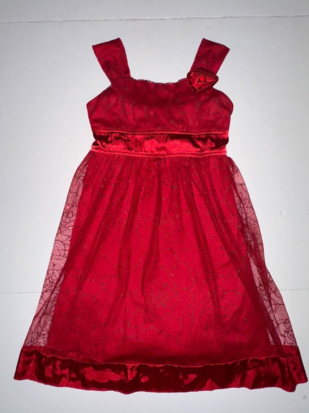 Girls My Michelle Fancy Sparkle Sleeveless RED Dress 12 Excellent!